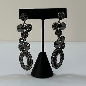 Super Sparkly Black and Gunmetal Dangle Earrings
